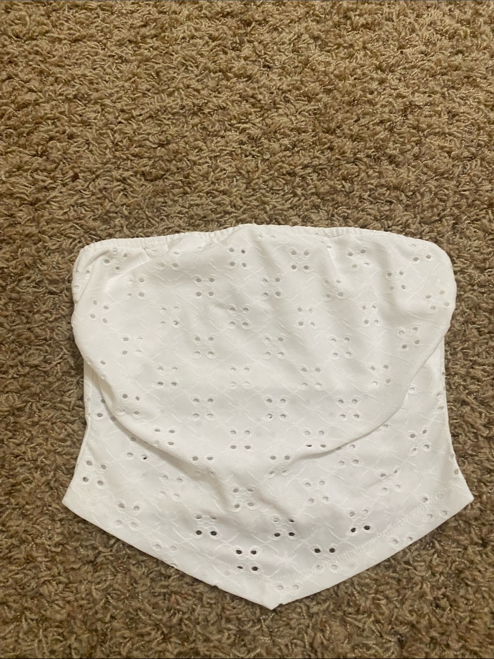 Lulu's White Eyelet Strapless Tube Top Eyelet Cropped Tank